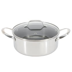 Oster Modessa Stainless Steel Nonstick Triply Dutch Oven With Honeycomb Design, 4.5 Qt, Silver