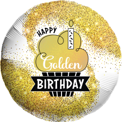 Amscan Birthday Foil Balloon, 18", Golden Holographic