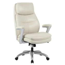 Realspace® Everton Ergonomic Vegan Leather High-Back Executive Chair, Beige/Silver