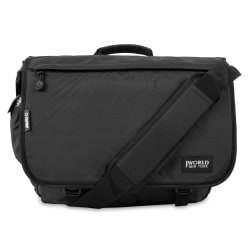 J World Thomas Polyester Laptop Messenger Bag, 13-1/2"H x 17"W x 4-1/4"D, Black