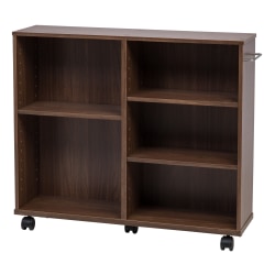 IRIS 26"H 5-Shelf Wide Rolling-Shelf, Dark Brown