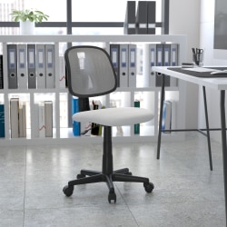Flash Furniture Flash Fundamentals Mesh Mid-Back Swivel Task Office Chair With Pivot Back, White/Black
