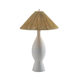 Adesso Maren Table Lamp, White/Raffia Grass Shade