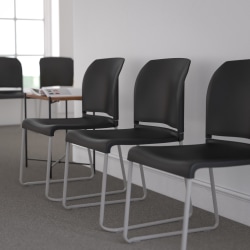 Flash Furniture HERCULES Series Full-Back Contoured Stack Chairs, Black/Silver, Set Of 5 Chairs