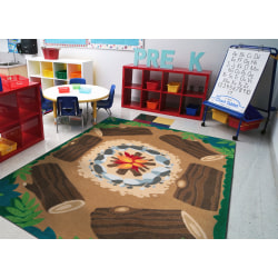 Joy Carpets® Kids' Essentials Rectangle Area Rug, Campfire Fun™, 5-1/3' x 7-33/50', Multicolor