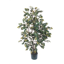 Nearly Natural 4'H Silk Ficus Tree With Pot, Green