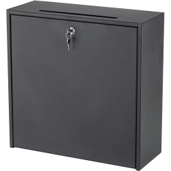 Safco® Wall-mounted Inter-department Locking Mailbox, 12" x 7 3/4" x 18", Black