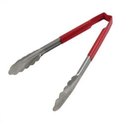 Vollrath 9" Tongs With Antimicrobial Protection, Red