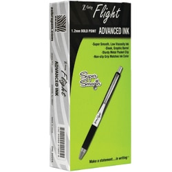 Zebra® Pen Z-Grip® Flight Retractable Pens, Pack Of 12, Bold Point, 1.2 mm, White Barrel, Black Ink