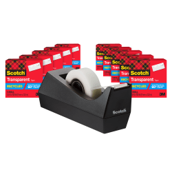 Scotch® Transparent Recycle Tape, .75 x 900 in, 10 Tape Rolls with Dispensers, Home Office Supplies and Back to School Supplies for College