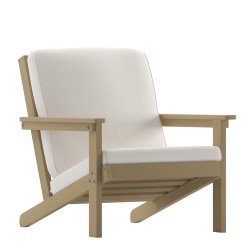 Flash Furniture Charlestown All-Weather Adirondack Club Chair with Cushions, White/Natural Cedar