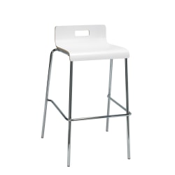 KFI Studios Jive Low-Back Stacking Bar Stool, White/Silver