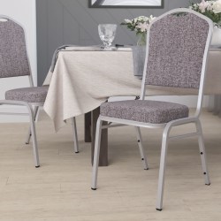 Flash Furniture HERCULES Series Crown Back Stacking Banquet Chair, Herringbone/Silver