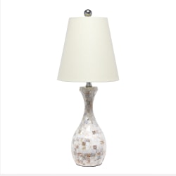 Lalia Home Malibu Curved Mosaic Seashell Table Lamp, 25"H, Cream Shade/Chrome Base