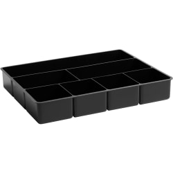 Rubbermaid® Director Plastic 7-Compartment Storage Drawer Organizer Tray, 2 6/16", 16" x 12", Black