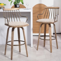 Glamour Home Beatrice Fabric Barstool With Back, Brown