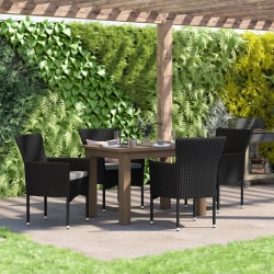 Flash Furniture Maxim Modern Wicker Patio Armchairs With Cushions, Gray/Black, Set Of 4 Chairs