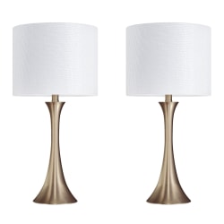 LumiSource Lenuxe Contemporary Table Lamps, 24-1/4"H, Gold & Off-White Shade/Gold Base, Set Of 2 Lamps