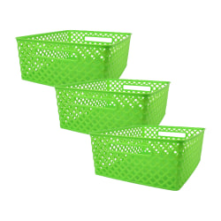 Romanoff Woven Basket, Medium, Lime, Pack Of 3