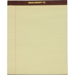 SKILCRAFT® 30% Recycled Perforated Writing Pads, 8 1/2" x 11", Yellow, Legal Ruled, Pack Of 12 (AbilityOne 7530-01-356-6727)