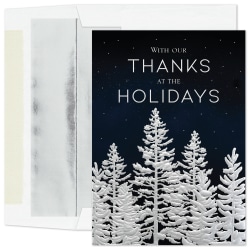 Custom Embellished Holiday Cards And Foil Envelopes, 5-5/8" x 7-7/8", Forest Appreciation, Box Of 25 Cards/Envelopes