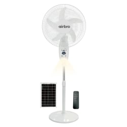airbro™ FSA-18 9-Speed Indoor/Outdoor Rechargeable Floor Standing Fan with Solar Charging and LED Night-Light, 18-In., White