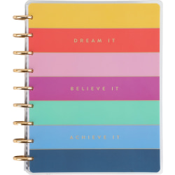 2023-2024 Happy Planner 18-Month Monthly/Weekly Classic Metal Disc Bound Planner, 7" x 9-1/4", Spread Some Happy, July 2023 To December 2024, PPMCD18-004