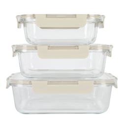 Martha Stewart Brentmore 6-Piece Assorted Glass Container Set With Locking Lids, Gray