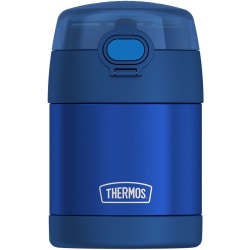Thermos™ FUNtainer 10 Oz Stainless Steel Food Jar With Snack Top And Spoon, 5-9/16"H x 3-1/2"W x 3-3/4"D, Blue