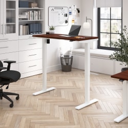 Bush Business Furniture Move 40 Series 48"W x 24"D Electric Height Adjustable Standing Desk, Hansen Cherry/White Powder Coat, Standard Delivery