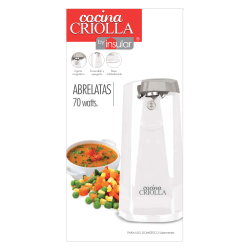 Cocina Criolla Electric Can Opener With Magnetic Lid Holder, White