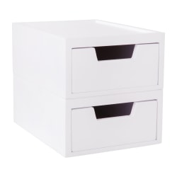Martha Stewart Weston Stackable Storage Boxes With Drawers, 2-3/4"H x 5-1/4"W x 7"D, White, Set Of 2 Boxes