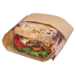 Bagcraft Dubl View® Sandwich Bags, 9 1/2"H x 5 3/4"W x 2 3/4"D, Clear/Natural Brown, Carton Of 500 Bags