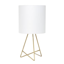 Simple Designs Down To The Wire Table Lamp, 13-1/2"H, White Shade/Gold Base