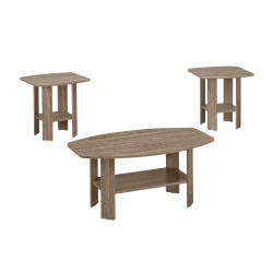 Monarch Specialties 3-Piece Table Set, Rectangle, Dark Taupe