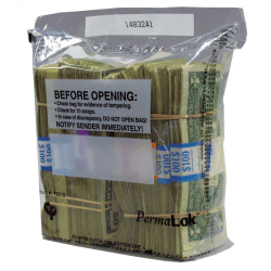 PermaLOK Tamper Evident Strap Bags, 9 1/4" x 8", Clear, 3" Gusset, 1,000 Per Carton