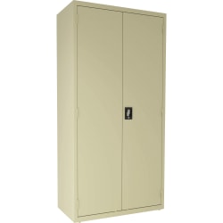 Lorell® Fortress 4-Shelf Steel Janitorial Cabinet, 72"H x 36"W x 18"D, Putty