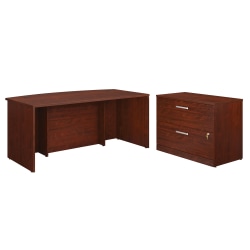Sauder® Affirm Collection 72"W Executive Bowfront Desk With 2-Drawer Lateral File, Classic Cherry