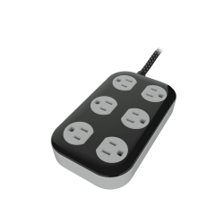 Cordinate ADAPT 6-Outlet Surge Protector, 4', Black/Cream
