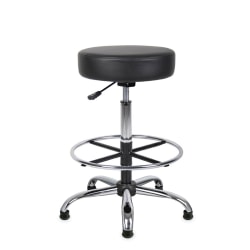 Boss Office Products Adjustable Antimicrobial Drafting Stool With Removable Foot Rest & Glides, Black