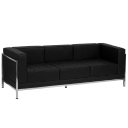 Flash Furniture HERCULES Imagination Series Contemporary LeatherSoft Modular Sofa with Quilted Tufted Seat and Encasing Frame, Black