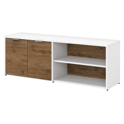 Bush Business Furniture Jamestown Low Storage Cabinet With Doors And Shelves, Fresh Walnut/White, Standard Delivery