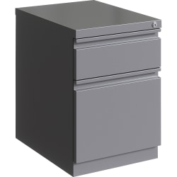 Lorell® 20"D Vertical 2-Drawer Mobile Box/File Pedestal Cabinet, Metal, Silver