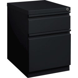 Lorell® 20"D Vertical 2-Drawer Mobile Box/File Pedestal Cabinet, Metal, Black