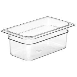 Cambro Camwear GN 1/4 Size 4" Food Pans, 4"H x 6-3/8"W x 10-1/2"D, Clear, Set Of 6 Pans