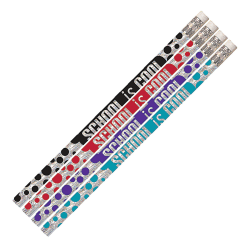Musgrave Pencil Co. Inc. Motivational Pencils, No. 2 Lead, School Is Cool, 12 Pencils Per Pack, Set Of 12 Packs