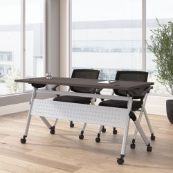 Bush Business Furniture Envision 60"W Folding Training Table and 2 Folding Chairs with Arms, Storm Gray/Cool Gray Metallic, Standard Delivery