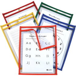 C Line Products® Super Heavyweight Plus Dry-Erase Pockets, Case Of 25, 9" x 12", Assorted Colors