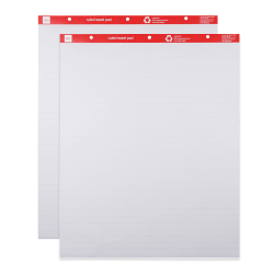 Office Depot® Brand Easel Pads, 27" x 34", Ruled, 50 Sheets, 30% Recycled, White, Pack Of 2