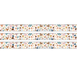 Teacher Created Resources Straight Border Trim Rolls, 50’, Everyone Is Welcome Hearts, Pack Of 3 Rolls